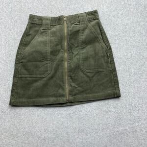 Hollister Skirt Womens 00 Green Corduroy Ultra High Rise Mini Zip Front 90s Y2K
